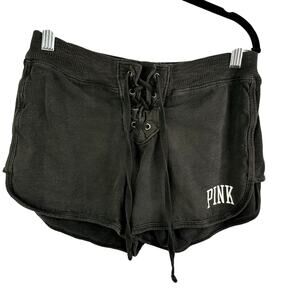 Y2K PINK Victoria's Secret Lace-Up Athletic Shorts with Dog Logo Small